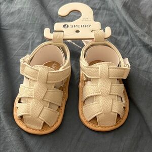 Sperry Cream/Tan Baby Fisherman Sandals